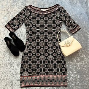 STUDIO M Elegant Black and White Patterned Dress